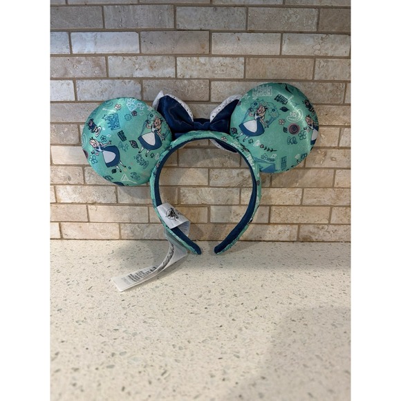 Disney Parks Epcot United Kingdom Alice In Wonderland Minnie Mouse Ears Headband - Picture 2 of 3